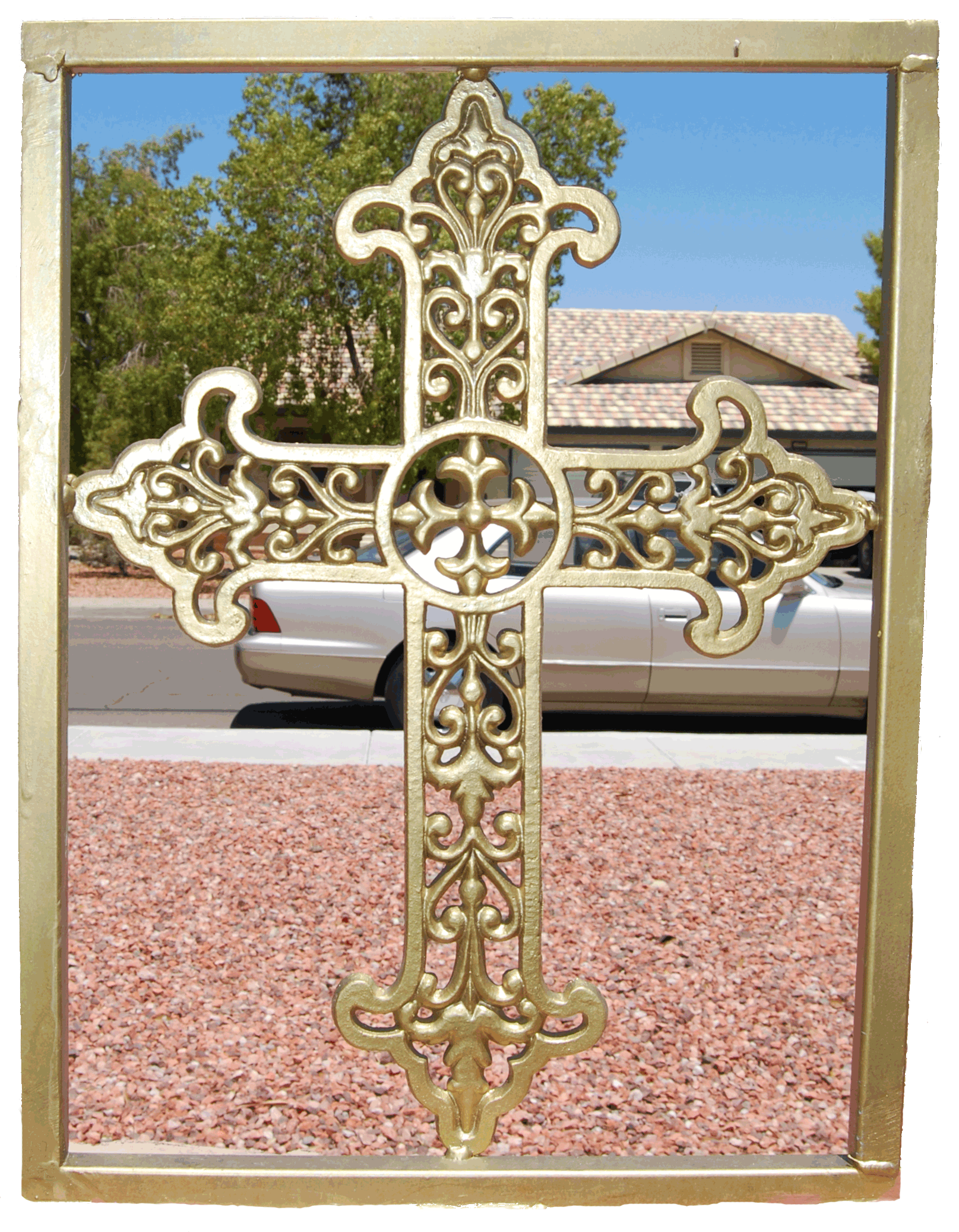 Mar Petors Assyrian Church, side gate cross, Glendale, Arizona USA