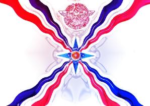 Assyrian flag with shadow