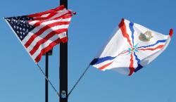 American-Assyrian flag in the parking lot of Mar Addai during its 60th Anniversary, 28 June 2009