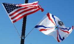 American-Assyrian flag in the parking lot of Mar Addai during its 60th Anniversary, 28 June 2009