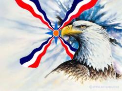 Assyrian flag behind an eagle