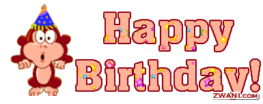 Happy birthday, dancing monkey with a hat